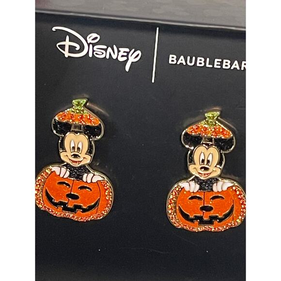 Disney Baublebar Halloween Mickey Mouse in Pumpkin Moveable Earrings NEW - Picture 1 of 10